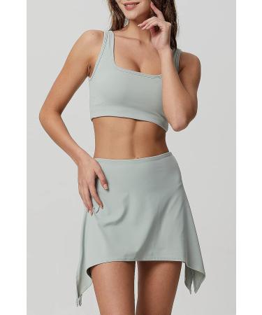 QINSEN Women's 2-Piece Active Dress with Built-In Shorts & Mini Skirt - Small, Light Green - Buy Online on GoSupps.com
