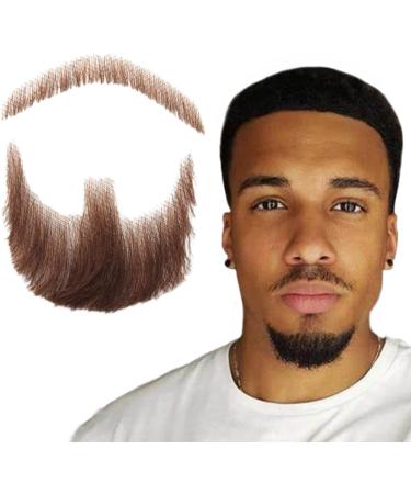 Fake Mustache Face Beard for Adults Realistic Makeup Costume Lace Man Beards Brown for Halloween Costumes - Buy Online on GoSupps.com