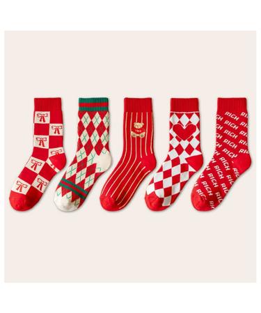 Chinese New Year Red Socks Embroidered Autumn and Winter Women's Cotton Socks and Zodiac Socks 2022 New Year Gift (Color : Red-b Size : 34-39) 34-39 Red-b