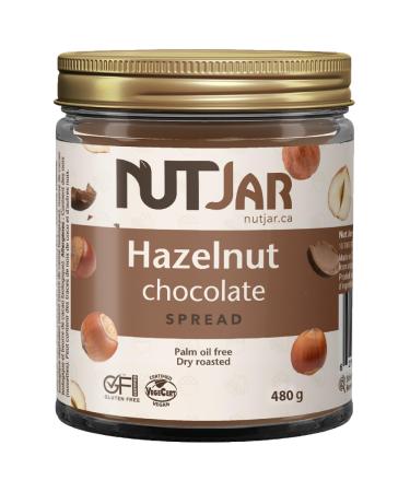 NutJar Premium Hazelnut Chocolate Spread 480g No Added Colours or Preservatives Vegan Gluten Free Keto Friendly Made in Canada (Grams 480 gram) Grams 480