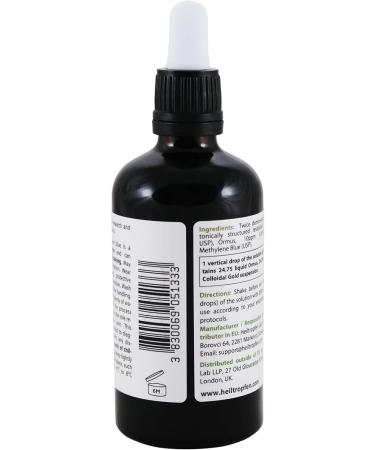Methylene Blue & Ormus & Gold 3.4 Fl Oz - 100 ml | Ultra High Purity | with 10 ppm Colloidal Gold 24K | Glass Bottle | Third-Party Tested | Heiltropfen  - Buy Online on GoSupps.com