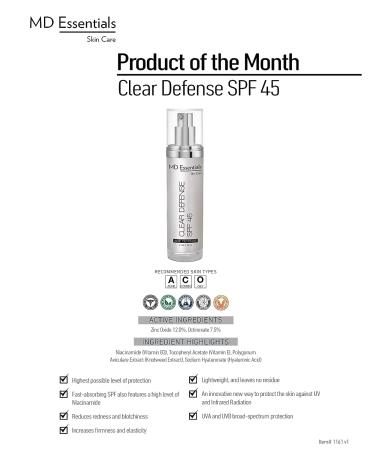 Clear Defense SPF 45 2 oz Oil-Free Face Sunscreen Cream | Redness Relief | Fast Absorbing Skin Protection - Buy Online on GoSupps.com