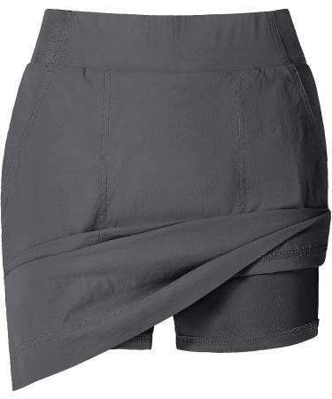 CAMEL CROWN Women's Casual Skort Skirt - Tummy Control, UV Protection, Quick Dry, Pockets - Grey, Medium Short - Buy Online on GoSupps.com