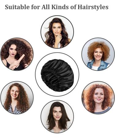 2 Pack Women's Shower Caps - Soft Sleep Bonnet with Wide Elastic Band | Comfortable Night Head Cover - Buy Online on GoSupps.com