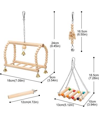 8 Pack Natural Wood Bell Bird Swing Toy for Parrots and Small Birds - Buy Online on GoSupps.com
