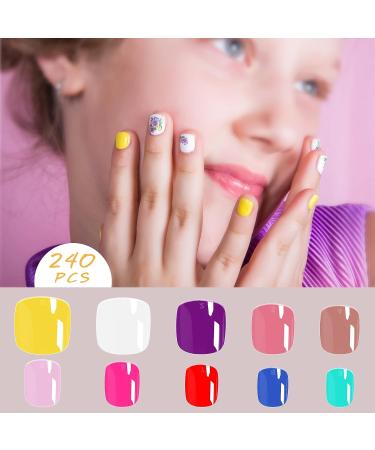 240Pcs Kids Short Clear False Nails - Full Cover Press On Nails for Girls - Fingernail Decoration, 10 Sizes Soft Gel Nail Tips - Buy Online on GoSupps.com