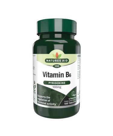 Natures Aid Vitamin B6 100 mg Pyridoxine Suitable for Vegans 100 Tablets - Buy Online on GoSupps.com