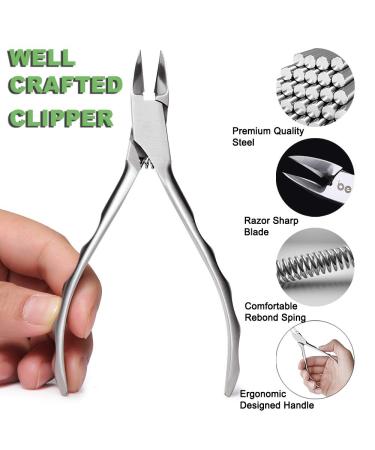 BEZOX Stainless Steel Long Handle Toenail Clippers for Thick or Ingrown Toenails - Sand Silver - Buy Online on GoSupps.com