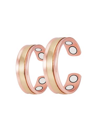 3500 Gauss copper rings for women with arthritis 4 strong magnets effectively relieve arthritis and carpal tunnel pain magnetic field therapy has an easy effect on rheumatism and lymphatic drainage (S+L)