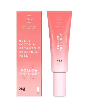 PSA Follow the Light Multi-Acids & Vitamin C Radiance Peel: Weekly Rinse-Off Facial Peel With 10% Glycolic & Lactic ACID 5% Vitamin C + Pomegranate Enzyme Centella Asiatica 50 ml/ 1.7oz - Buy Online on GoSupps.com