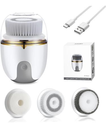 Facial Cleansing Brush 2 Modes Waterproof Electric Face Scrubber USB Rechargeable Exfoliating Face Brush Cleanser with 3 Heads for Exfoliating Cleansing Massaging - Buy Online on GoSupps.com