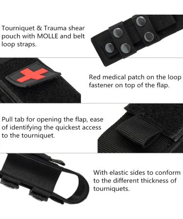 Yoncono Tactical Molle Tourniquet Holder | Portable Military First Aid Case & Trauma Scissor Pocket - #1 Black - Buy Online on GoSupps.com