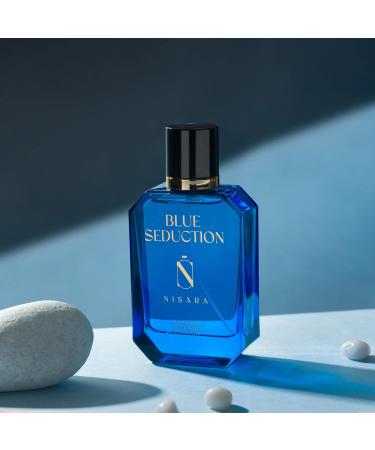 Nisaraa Blue Seduction Perfume For Men 100 ml | Long Lasting Eau De Parfum | Aqua-Fresh Aromatic Fougre Woody Fragrance | With Amber & Vetiver Notes | EDP Scent - Buy Online on GoSupps.com