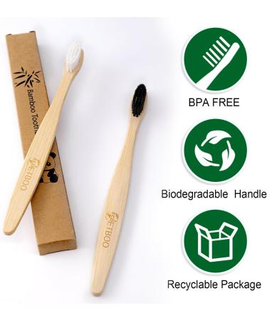 20 Eco-Friendly Bamboo Toothbrushes Set | BPA-Free Bristles | Black & White Wooden Handle for Adults - Buy Online on GoSupps.com