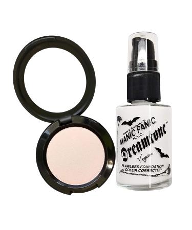 MANIC PANIC Coffin Dust Translucent Setting Powder Bundle with White Liquid Foundation