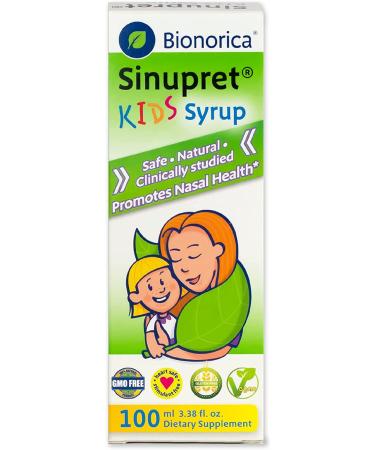 Sinupret Kids Sinus & Immune Syrup Respiratory & Immunity Boost Natural Fast Acting Herbal Support with Verbena & Elder Flower - Cherry Flavor - 3.38 oz 3.38 Fl Oz (Pack of 1)