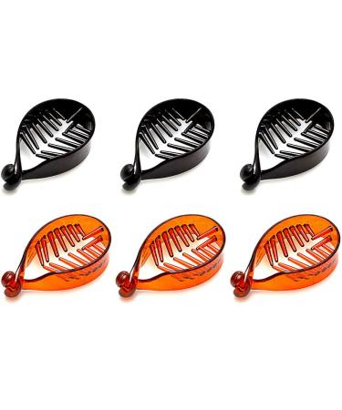 6 Pcs Plastic Banana Hair Clip O-Shaped No Slip Hair Barrette Hair Clincher Ponytail Holder DIY Hair Accessories for Girls  Women  Ladies (Black and Dark Brown)