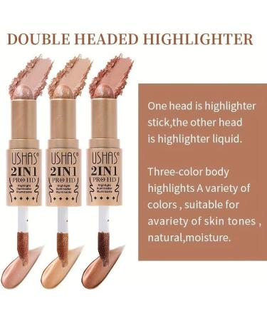 2 In 1 Concealer Stick Highlight Contour Stick Highlighter + Highlighter Strip Cruelty Free Makeup Dual-Ended Full Coverage Waterproof Multi-Use Concealer (#2) - Buy Online on GoSupps.com