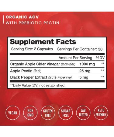 Organic Apple Cider Vinegar Capsules 1000mg- Weight Loss & Detox Support | Vegan Pills with Black Pepper for Superior Absorption - Buy Online on GoSupps.com