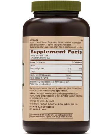 Natural Brand Papaya Enzyme 600 Chewable Tablets - Digestive Support Supplement - Buy Online on GoSupps.com