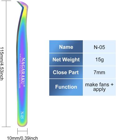 Nagaraku Professional Eyelash Extension Tweezers | Precision Colored Bent Volume Cluster & Fanning Stainless Steel Tweezer (N-05) - Buy Online on GoSupps.com