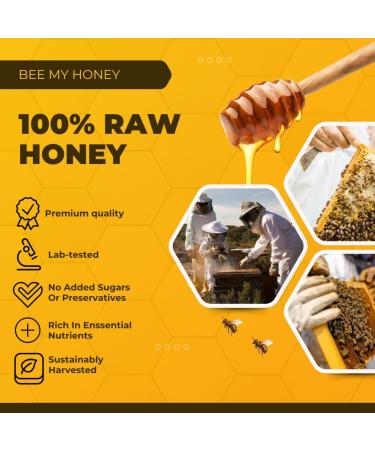 BEE MY HONEY 100% Pure Raw Honey 1 KG Unpasteurized Golden Liquid Squeeze Natural Sweetener (1kg) - Buy Online on GoSupps.com
