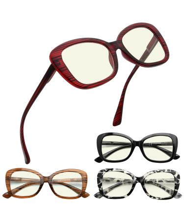 Eyekepper 4-Pack Reading Glasses Blue Light Blocking Oversized Computer Glasses Readers Women +3.0 Blue Light Blocking-b40-4 Pairs 3.0 x