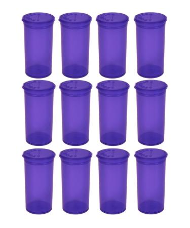 Multi-Use Airtight Empty Pill Bottles with Hinged Lids 13 Dram Plastic Bottle Organizer for Supplements Vitamins & Medicines 12 Pack (Violet Transparent)