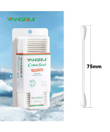 YANGRUI Cotton Swab 375 Count Paper Stick BPA Free Double Round Ear Swabs Eco-friendly Cotton Buds - Buy Online on GoSupps.com