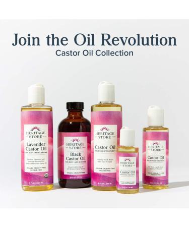 HERITAGE STORE Castor Oil 4oz - Deep Hydration for Hair, Skin, Lashes & Brows - Cold Pressed, Hexane Free, Vegan & Cruelty Free - Buy Online on GoSupps.com