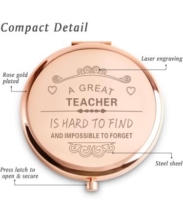COYOAL Personalized Engraved Compact Mirror - Unique Teacher Appreciation Gift with Sentimental Quotes - Ideal Mothers Day & Birthday Gift for Best Teacher - From Students - Rose Theme - Buy Online on GoSupps.com