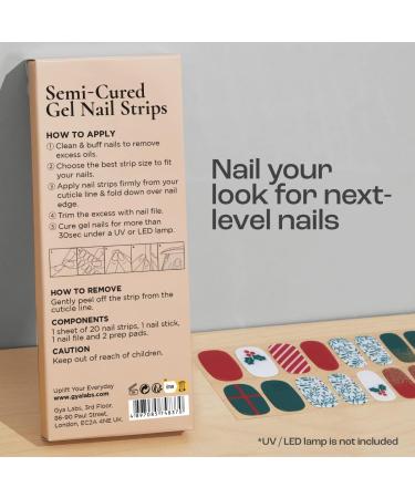 Gya Labs Nail Stickers - 20 Pcs Semi Cured Gel Strips for Long Lasting Nail Art - Festive Jolly Design - Buy Online on GoSupps.com