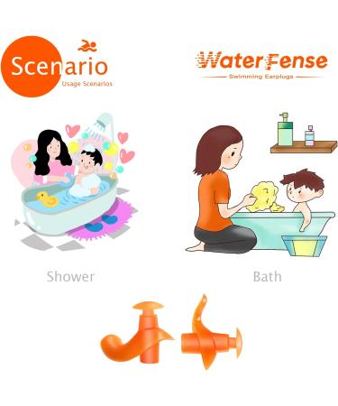 Waterproof Ear Plugs for Toddler Swimming - 3 Pairs Silicone Ear Plugs for Kids 2-5 Years Old - Blue Orange Pink - Buy Online on GoSupps.com