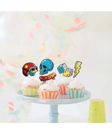 Retro Rock Party Theme Happy Birthday Cupcake Toppers for Kids 18-PC Set - It's perfect as a boys or girls hip-hop themed party rock themed party or baby shower party decoration - SugarGera - Buy Online on GoSupps.com