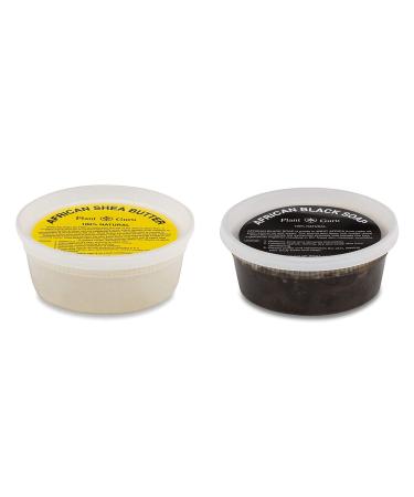 Raw African Shea Butter Ivory and Black Soap 8 oz Combo Set Unrefined Grade A 100% Pure Natural From Ghana For Skin Body and Hair Growth. Aids Eczema Psoriasis And Stretch Marks.