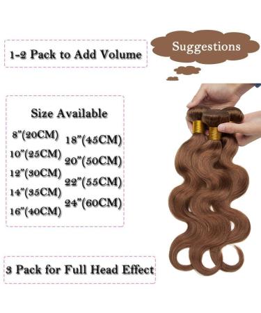 Sego Brazilian Human Hair Afro Bundles - 100% Unprocessed Body Wave Virgin Hair Extensions - 20 Light Brown Bundle - Buy Online on GoSupps.com
