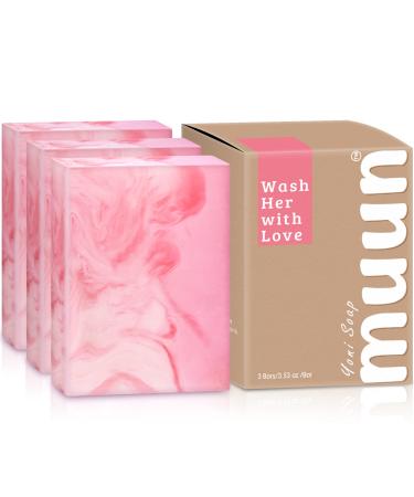 Muun Yoni Soap Bar - Pack 3 pH Balancing Cleanser - Probiotics & Natural Ingredients - Gentle Cleansing Formula Eliminates Odor Vaginal Health - Feminine Wash - Moisturizing Intimate Set A