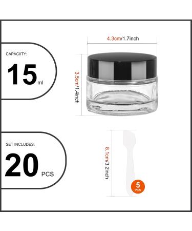 Yishik 20 Pack 15ml Round Glass Cosmetic Jars - Refillable Containers for Creams Lotions & Travel - Buy Online on GoSupps.com