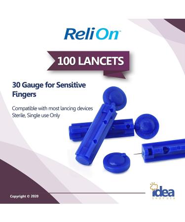 ReliOn Ultra-Thin Lancets 30-Gauge 100 Ct Bundle + Diabetes Care Guide - 2 Item Pack - Buy Online on GoSupps.com