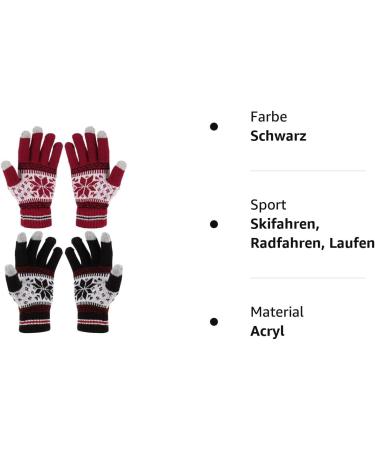 Gitua 2 Pairs Women's Touchscreen Winter Gloves | Windproof Knitted Mittens for Skiing Cycling Hiking - International Shipping Available - Buy Online on GoSupps.com