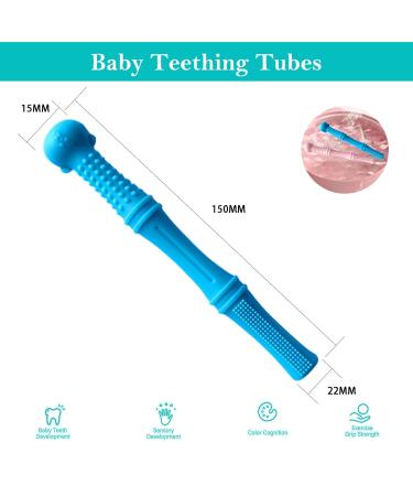 4 Pieces Silicone Baby Bite Tube Set | Toddler Biting Toys for Sensory Exploration & Teething Relief (0-6 Months) - Buy Online on GoSupps.com