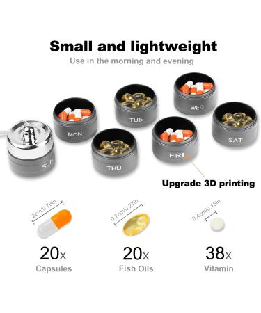 Aluminum Alloy Travel Medicine Organizer - Portable Waterproof Pill Box for Vitamins & Fish Oil | Large Capacity Weekly Organizer in Grey - Buy Online on GoSupps.com