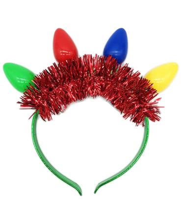 hgnxa Christmas Flashing LED Headband Fun and Festive Light Bulb for Kids Adults Glow in the Dark Accessories Party Favor Red