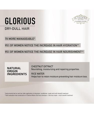 Il Salone Milano Professional Glorious Shampoo - Moisturizing Shampoo for Dull Dry Hair with Chestnut & Rice Extract - Salon-Quality Hair Care (16.9 oz) - International Shipping Available - Buy Online on GoSupps.com