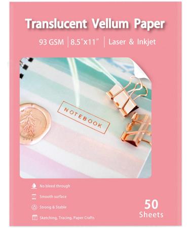 Translucent Vellum Paper 8.5x11 Inches, 50 Sheets Printable Transparent 93GSM/63LBS Vellum Paper for Printing Sketching Tracing Drawing - Buy Online on GoSupps.com
