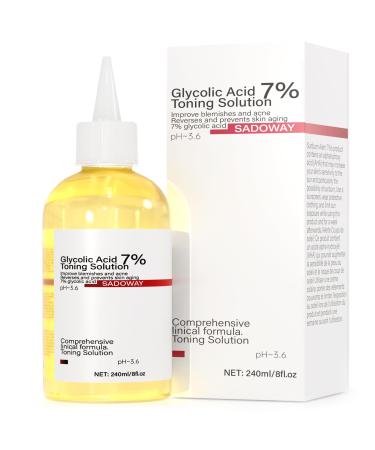 SADOWAY Glycolic Acid Toning Solution: 240ML 7% Glycolic Acid Toner for Radiant Skin Clarity Suitable for Adults to Use at Home