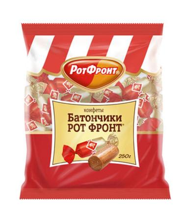 Pralines Batonchiki Red Front 3-pack (3 x 250g) Russian confectionery with peanuts and waffles
