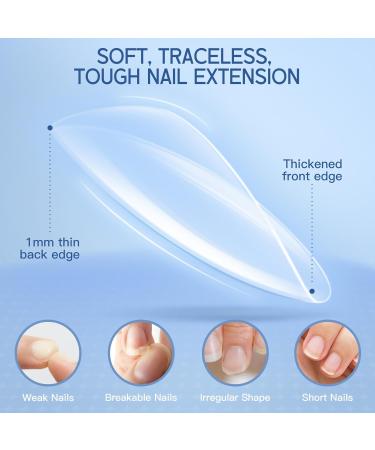 Rstyle 288-Piece Transparent Nail Tips - 10 Sizes for Gel Nails | Full Cover Almond & Ballerina Styles | Perfect for UV Gel Polish & Artificial Nails - Buy Online on GoSupps.com