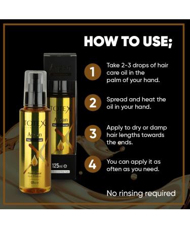 Totex Argan Hair Care Serum - 125ml (2 Pack) | Damaged Hair Repair & Anti-Split Ends Treatment - Buy Online on GoSupps.com