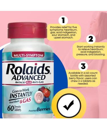 Heartburn Set - Advanced Antacid & Anti-Gas Chewable Tablets (60 Count) | Relieve Acid Reflux & Gas - Assorted Berries Flavor - Buy Online on GoSupps.com
